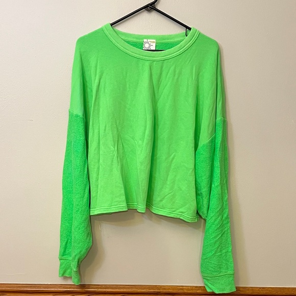 Aerie Vibrant Green Crew Neck Top - Picture 1 of 11